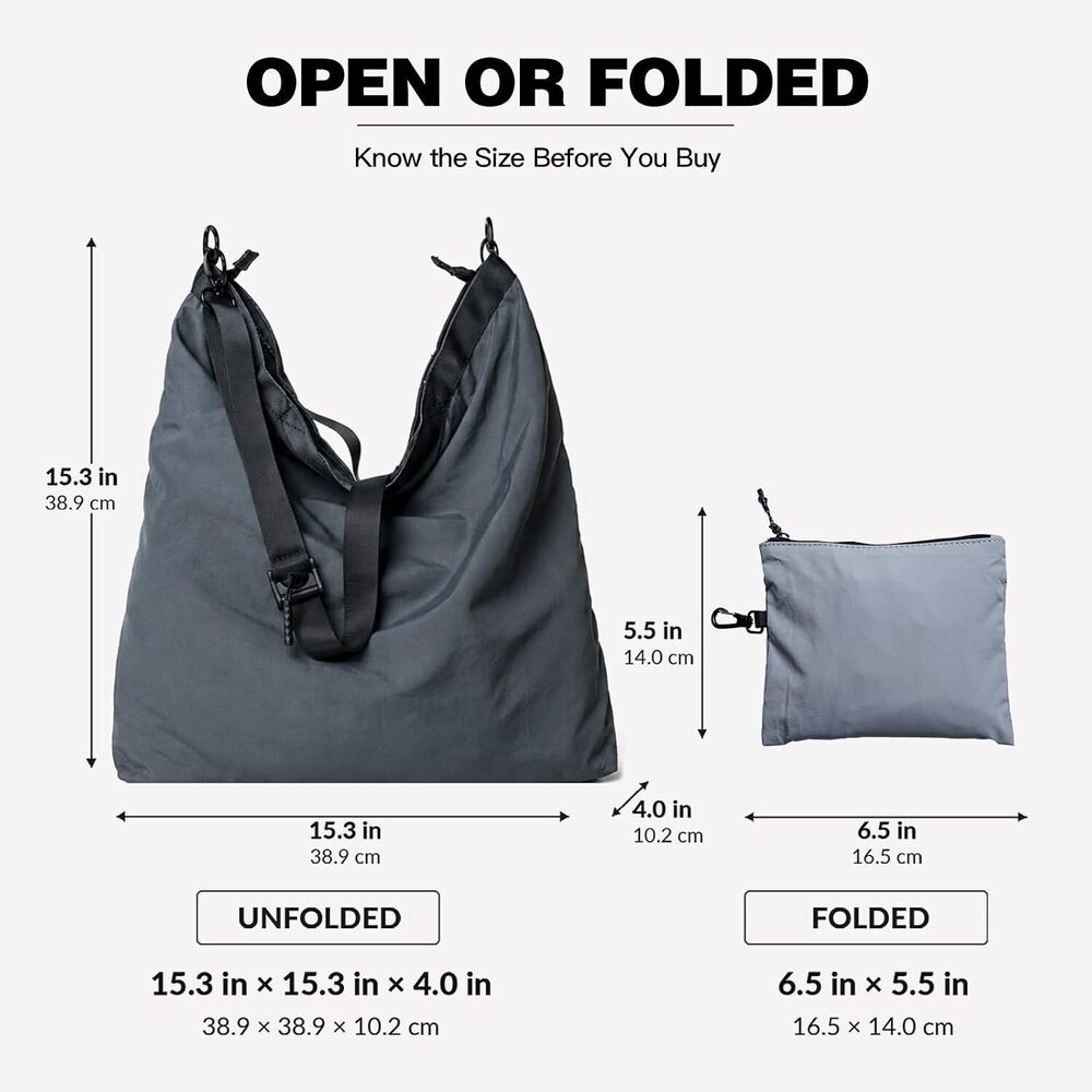 Packable Tote Bag,ightweight Foldable Travel Crossbody Bag for - Picture 5 of 7